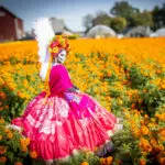Gina Hernandez and her Authentic Catrina Mexican Dress