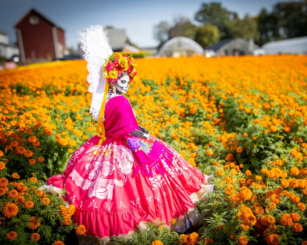 Gina Hernandez and her Authentic Catrina Mexican Dress